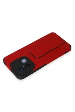 Newface Xiaomi Redmi 12C Kılıf Mega Standlı Silikon - Kırmızı - Görsel 3