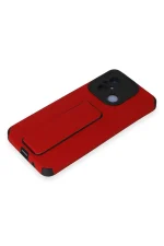 Newface Xiaomi Redmi 12C Kılıf Mega Standlı Silikon - Kırmızı - Görsel 4