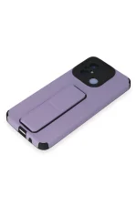 Newface Xiaomi Redmi 12C Kılıf Mega Standlı Silikon - Lila - Görsel 4