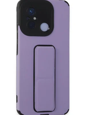 Newface Xiaomi Redmi 12C Kılıf Mega Standlı Silikon - Lila