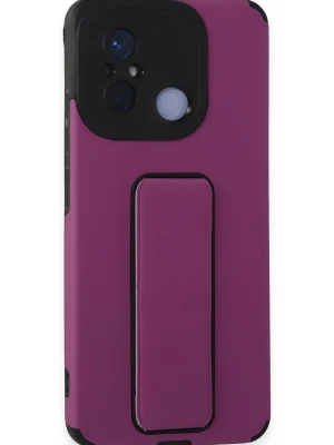 Newface Xiaomi Redmi 12C Kılıf Mega Standlı Silikon - Mor