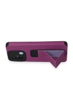 Newface Xiaomi Redmi 12C Kılıf Mega Standlı Silikon - Mor - Görsel 5