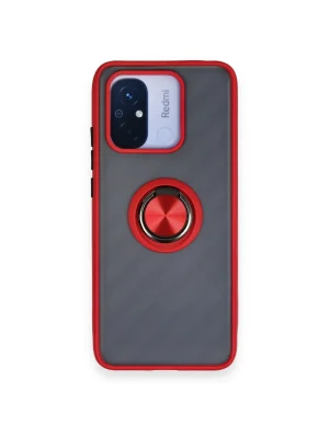 Newface Xiaomi Redmi 12C Kılıf Montreal Yüzüklü Silikon Kapak - Kırmızı
