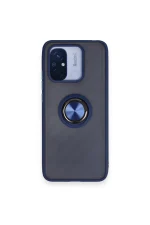 Newface Xiaomi Redmi 12C Kılıf Montreal Yüzüklü Silikon Kapak - Lacivert