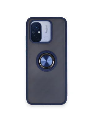 Newface Xiaomi Redmi 12C Kılıf Montreal Yüzüklü Silikon Kapak - Lacivert
