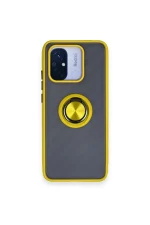 Newface Xiaomi Redmi 12C Kılıf Montreal Yüzüklü Silikon Kapak - Sarı