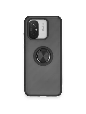 Newface Xiaomi Redmi 12C Kılıf Montreal Yüzüklü Silikon Kapak - Siyah