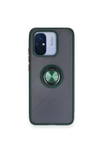 Newface Xiaomi Redmi 12C Kılıf Montreal Yüzüklü Silikon Kapak - Yeşil