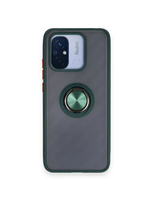 Newface Xiaomi Redmi 12C Kılıf Montreal Yüzüklü Silikon Kapak - Yeşil