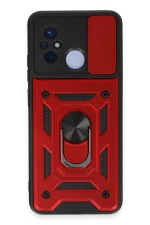 Newface Xiaomi Redmi 12C Kılıf Pars Lens Yüzüklü Silikon - Kırmızı