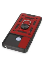 Newface Xiaomi Redmi 12C Kılıf Pars Lens Yüzüklü Silikon - Kırmızı - Görsel 4