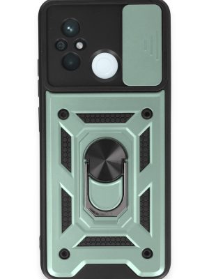 Newface Xiaomi Redmi 12C Kılıf Pars Lens Yüzüklü Silikon - Yeşil