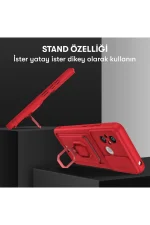 Newface Xiaomi Redmi 12C Kılıf Zuma Kartvizitli Yüzüklü Silikon - Kırmızı - Görsel 4