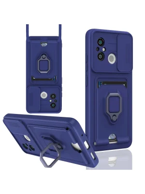 Newface Xiaomi Redmi 12C Kılıf Zuma Kartvizitli Yüzüklü Silikon - Lacivert