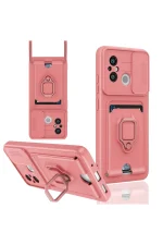 Newface Xiaomi Redmi 12C Kılıf Zuma Kartvizitli Yüzüklü Silikon - Pembe