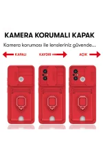 Newface Xiaomi Redmi 12C Kılıf Zuma Kartvizitli Yüzüklü Silikon - Pembe - Görsel 6