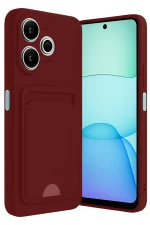 Newface Xiaomi Redmi 13 4G Kılıf Kelvin Kartvizitli Silikon - Bordo