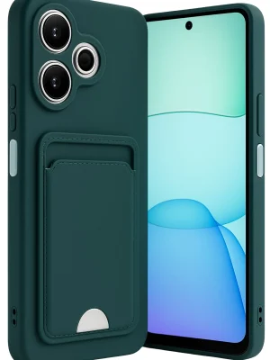 Newface Xiaomi Redmi 13 4G Kılıf Kelvin Kartvizitli Silikon - Koyu Yeşil
