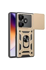 Newface Xiaomi Redmi 13 4G Kılıf Pars Lens Yüzüklü Silikon - Gold