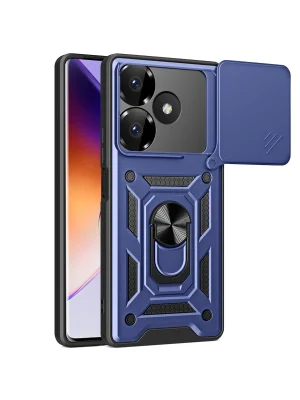 Newface Xiaomi Redmi 13 4G Kılıf Pars Lens Yüzüklü Silikon - Lacivert