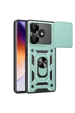 Newface Xiaomi Redmi 13 4G Kılıf Pars Lens Yüzüklü Silikon - Yeşil