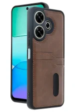 Newface Xiaomi Redmi 13 4G Kılıf Sara Kartvizitli Deri Kılıf - Taba