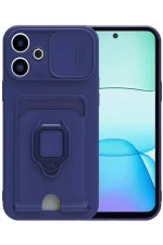 Newface Xiaomi Redmi 13 4G Kılıf Zuma Kartvizitli Yüzüklü Silikon - Lacivert