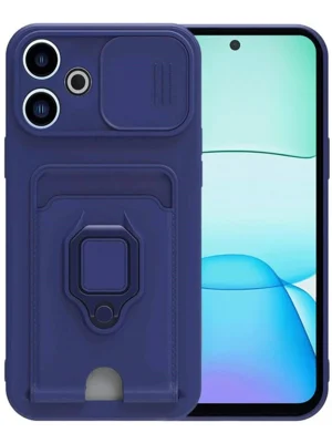 Newface Xiaomi Redmi 13 4G Kılıf Zuma Kartvizitli Yüzüklü Silikon - Lacivert