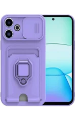 Newface Xiaomi Redmi 13 4G Kılıf Zuma Kartvizitli Yüzüklü Silikon - Lila