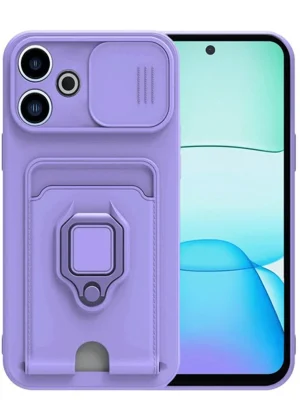Newface Xiaomi Redmi 13 4G Kılıf Zuma Kartvizitli Yüzüklü Silikon - Lila