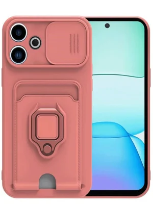 Newface Xiaomi Redmi 13 4G Kılıf Zuma Kartvizitli Yüzüklü Silikon - Pembe