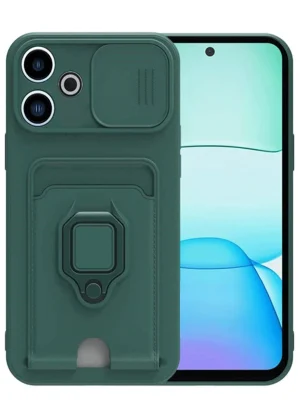 Newface Xiaomi Redmi 13 4G Kılıf Zuma Kartvizitli Yüzüklü Silikon - Yeşil