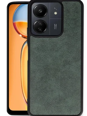 Newface Xiaomi Redmi 13C Kılıf Aras Deri Kapak - Koyu Yeşil