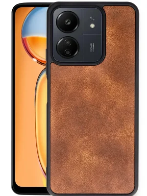 Newface Xiaomi Redmi 13C Kılıf Aras Deri Kapak - Taba