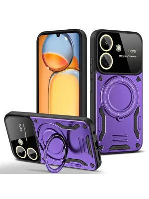Newface Xiaomi Redmi 13C Kılıf Joy Lens Standlı Kapak - Mor