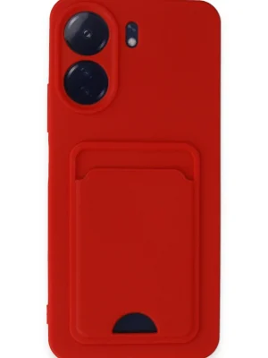 Newface Xiaomi Redmi 13C Kılıf Kelvin Kartvizitli Silikon - Kırmızı