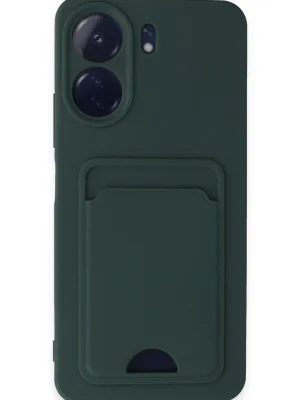 Newface Xiaomi Redmi 13C Kılıf Kelvin Kartvizitli Silikon - Koyu Yeşil