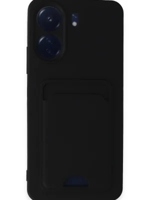 Newface Xiaomi Redmi 13C Kılıf Kelvin Kartvizitli Silikon - Siyah