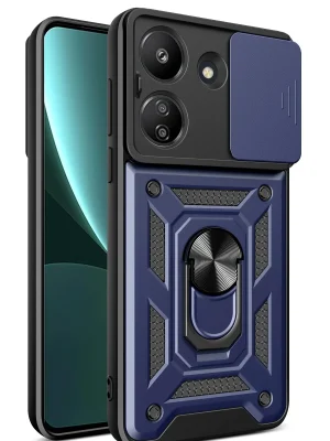 Newface Xiaomi Redmi 13C Kılıf Pars Lens Yüzüklü Silikon - Lacivert