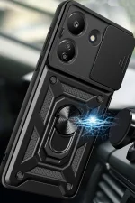 Newface Xiaomi Redmi 13C Kılıf Pars Lens Yüzüklü Silikon - Yeşil - Görsel 4