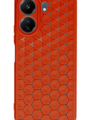 Newface Xiaomi Redmi 13C Kılıf Petek Silikon Kapak - Kırmızı