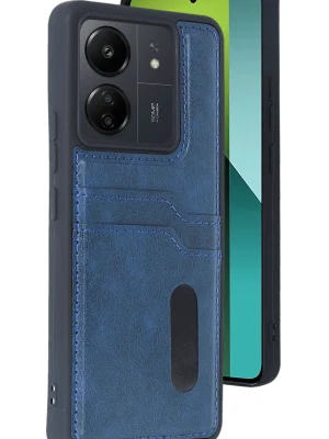 Newface Xiaomi Redmi 13C Kılıf Sara Kartvizitli Deri Kılıf - Lacivert