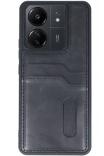 Newface Xiaomi Redmi 13C Kılıf Sara Kartvizitli Deri Kılıf - Siyah - Görsel 2