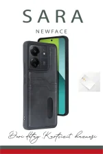 Newface Xiaomi Redmi 13C Kılıf Sara Kartvizitli Deri Kılıf - Taba - Görsel 3