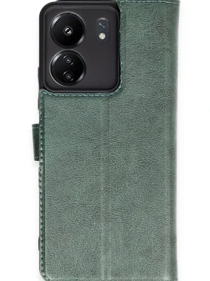 Newface Xiaomi Redmi 13C Kılıf Trend S Plus Kapaklı Kılıf - Yeşil