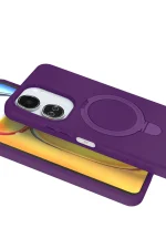 Newface Xiaomi Redmi 13C Regal Magsafe Standlı Kapak - Derin Mor - Görsel 3