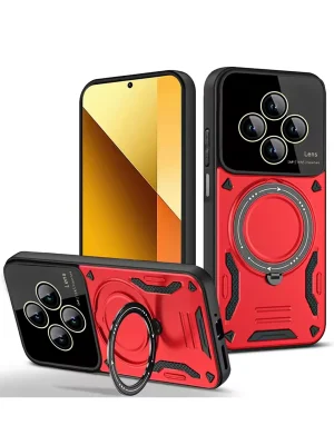 Newface Xiaomi Redmi 14C Kılıf Joy Lens Standlı Kapak - Kırmızı