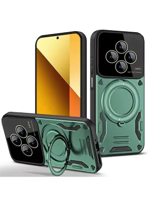 Newface Xiaomi Redmi 14C Kılıf Joy Lens Standlı Kapak - Koyu Yeşil