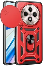 Newface Xiaomi Redmi 14C Kılıf Pars Lens Yüzüklü Silikon - Kırmızı