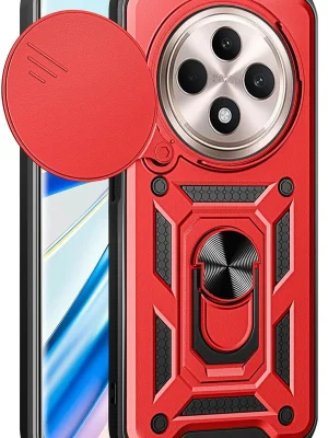 Newface Xiaomi Redmi 14C Kılıf Pars Lens Yüzüklü Silikon - Kırmızı